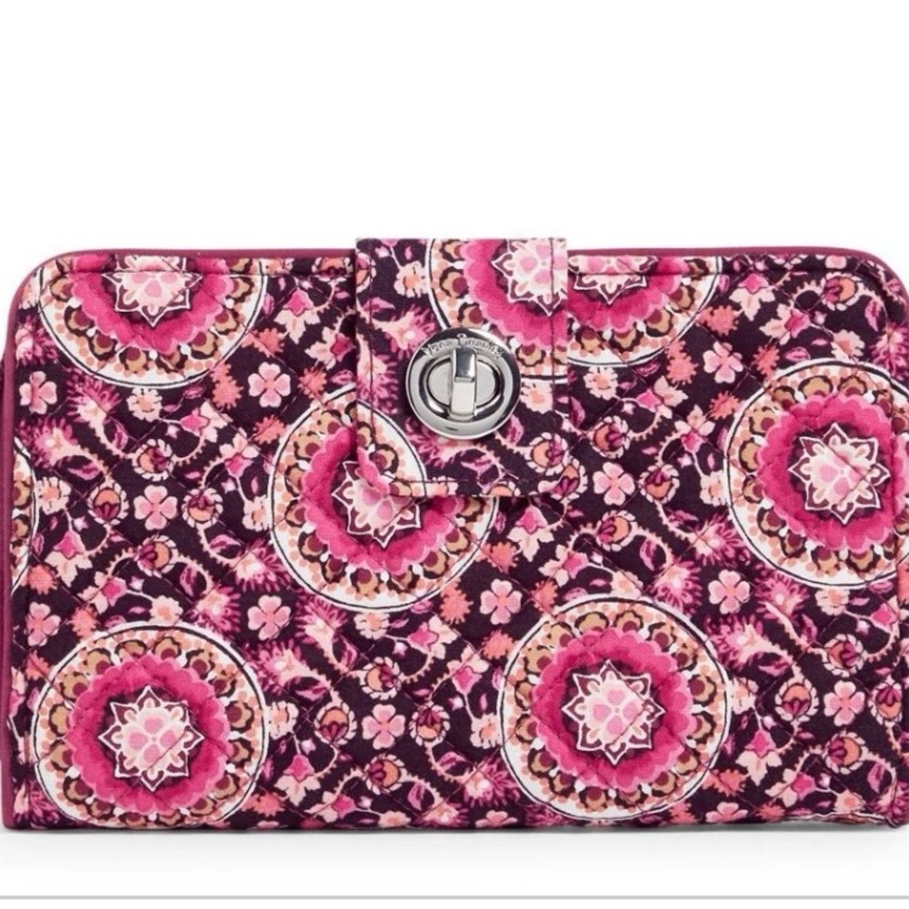 Vera Bradley RFID Turnlock Wallet in RASPBERRY MEDALLION
